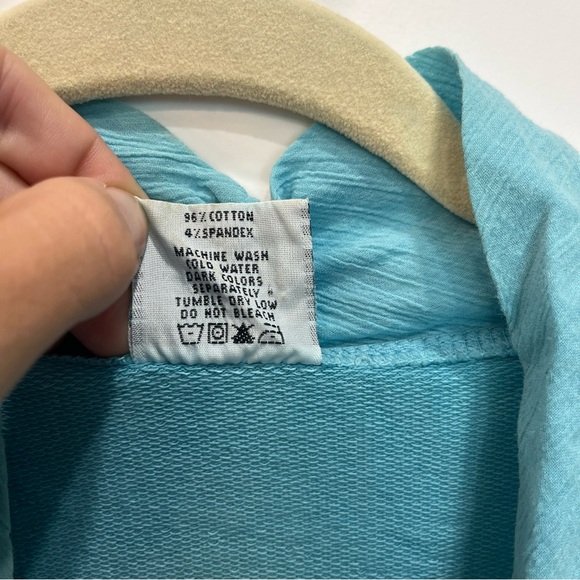 CMC Color Me Cotton Women’s Sweatshirt Size Small Teal Blue Cowl Neck Laganlook - Picture 3 of 9